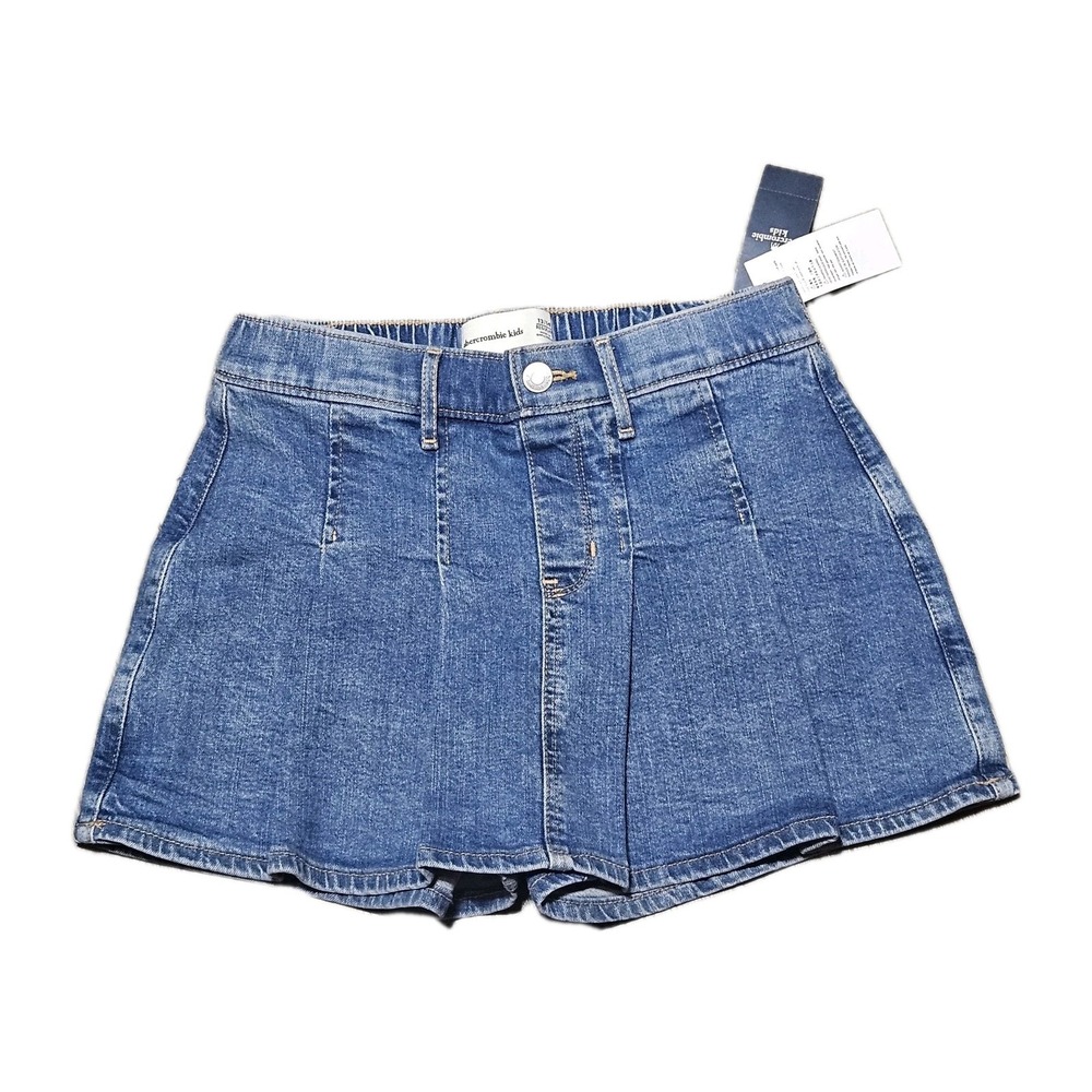 Abercrombie‎ Kids Girl's Skort Denim Pleated Skirt Button Closure Uniform 13/14